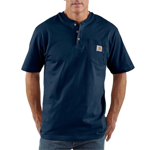 Carhartt Loose Fit Heavyweight Short-Sleeve Pocket Henley T-Shirt, Navy, Medium, REG K84-NVYMREG - main